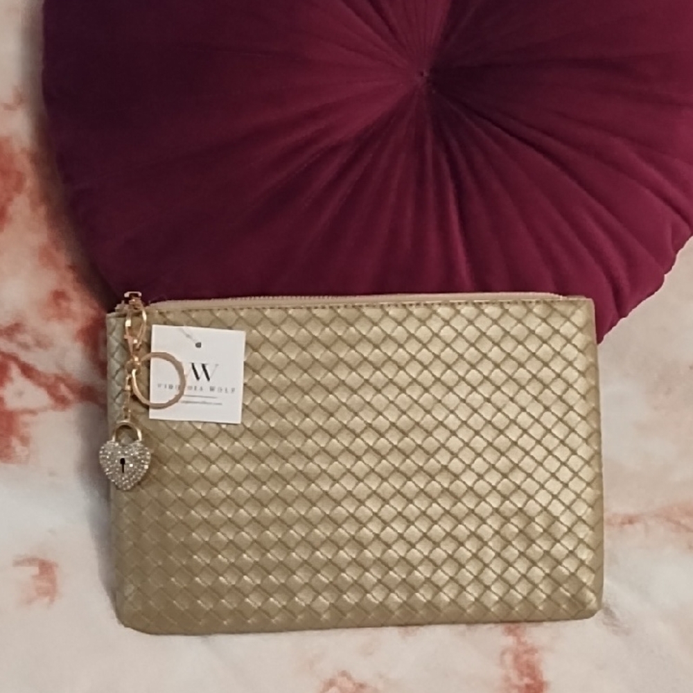 Gold Woven Clutch by Virginia Wolf NYC